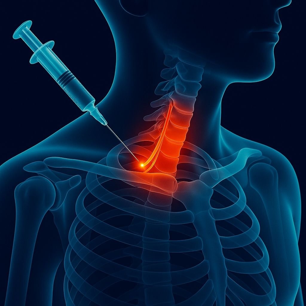 Ultrason/fluoroskopi rehberliğinde C6–C7 düzeyinde stellat ganglion çevresine lokal anestezik ± steroid ve uygun hastalarda pulsed/konvansiyonel RF uygulanarak ağrı iletiminin modüle edildiği tedavi. Antalya’da Dr. Hüseyin Utku Yıldırım tarafından kişiye özel planla uygulanır.
